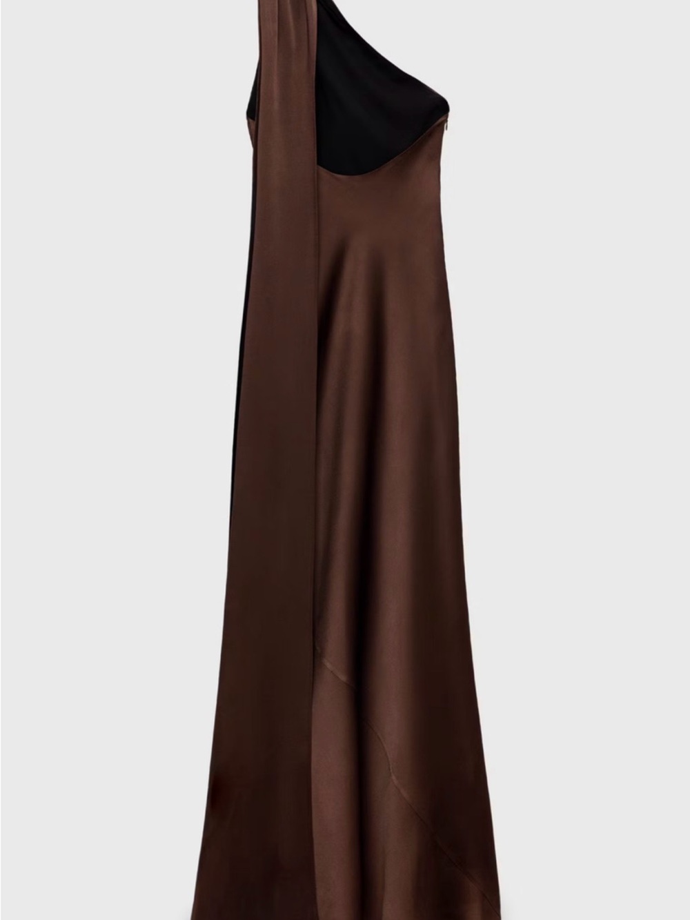 Mango Brown Satin Draped Evening Dress - Picture 3 of 7